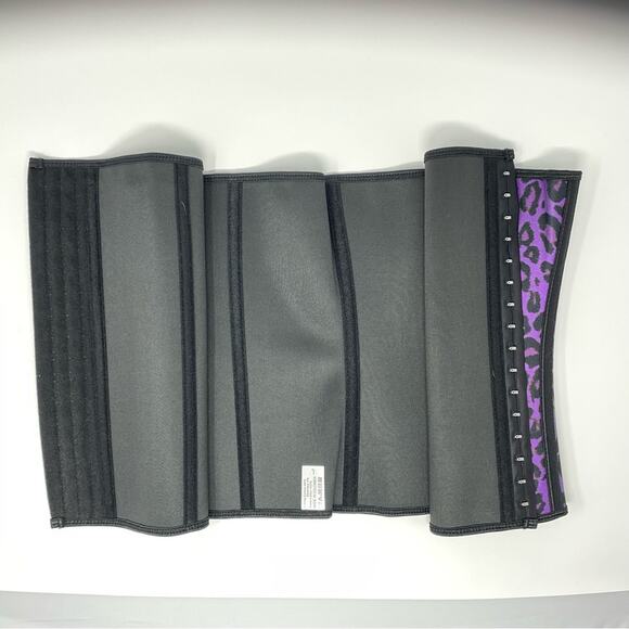 Corset Waist Cincher Purple Leopard Print L Satiny - Picture 8 of 8